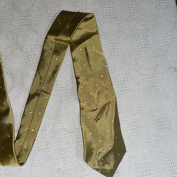 Oxxford Clothes Men’s Dress Toe Size 57” 3.5” Gold Dotted Silk Business Formal - Picture 4 of 12